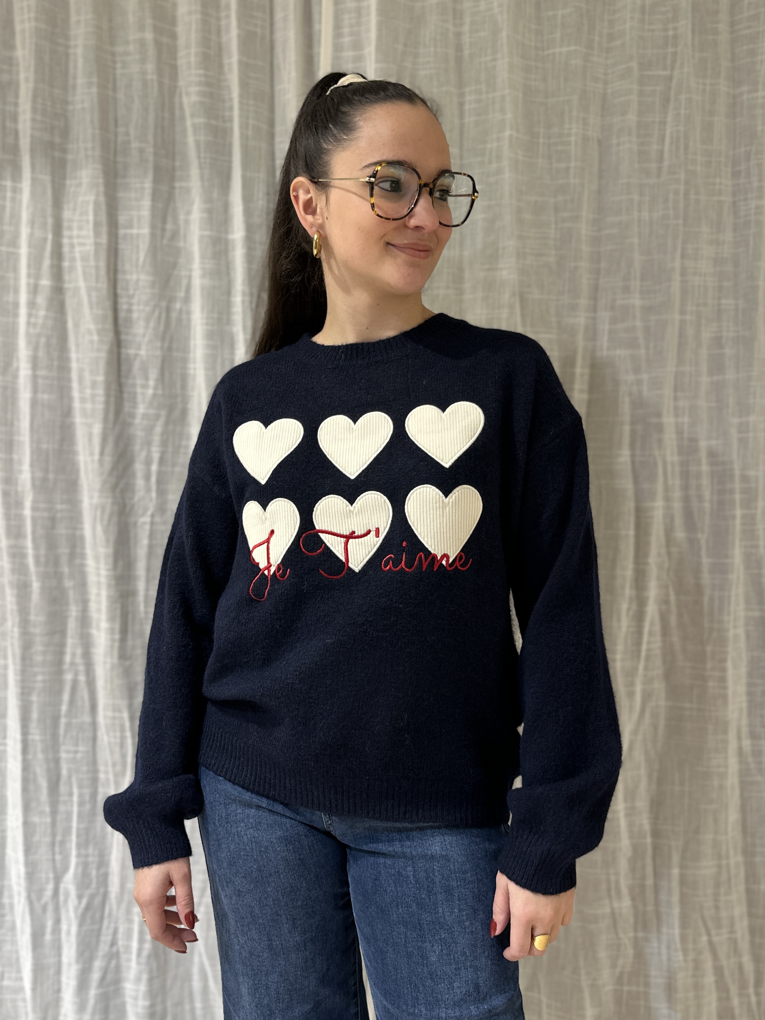 Pull "JE T'AIME" Marine