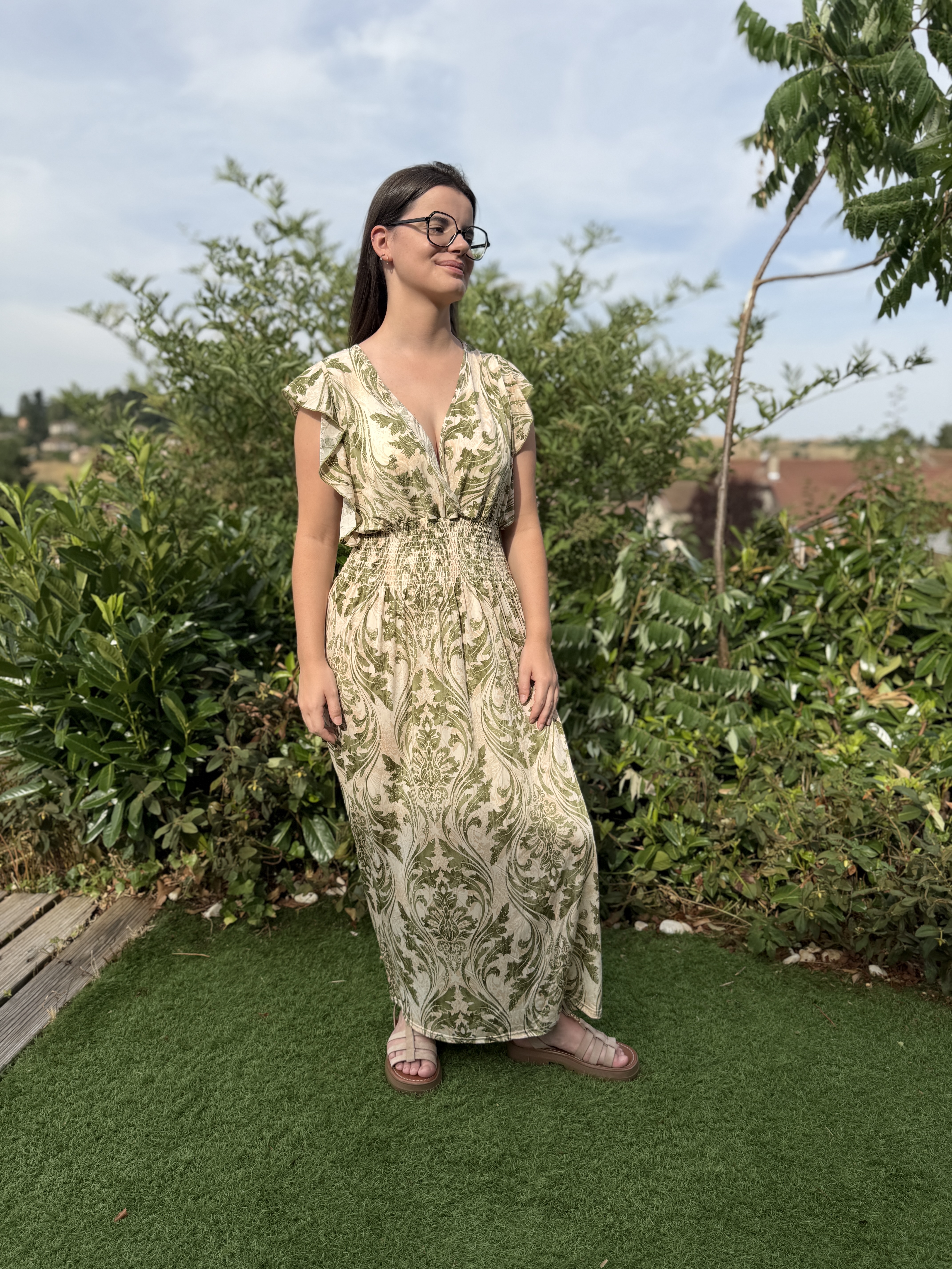 Robe longue feuillage
