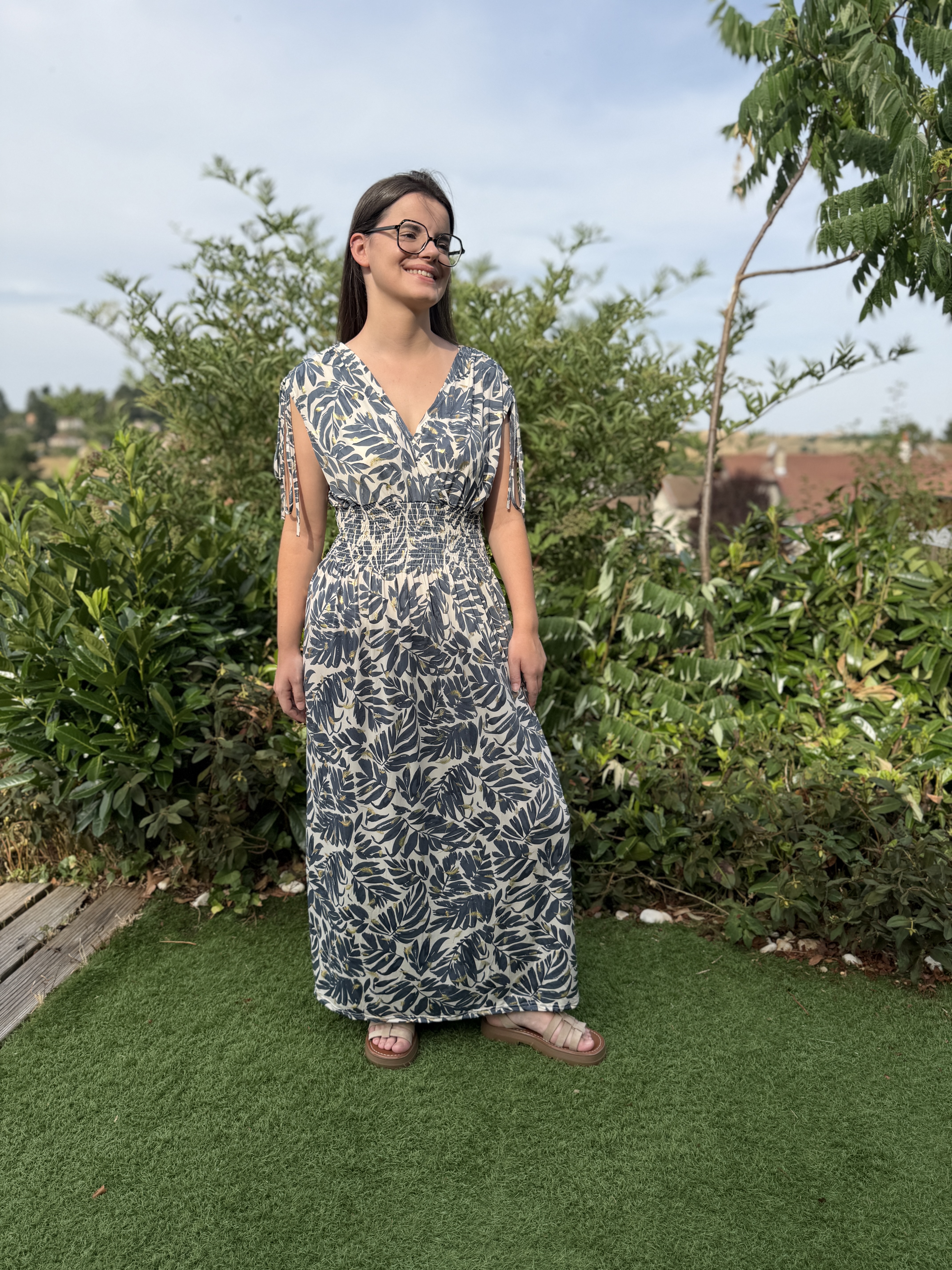 Robe longue feuillage