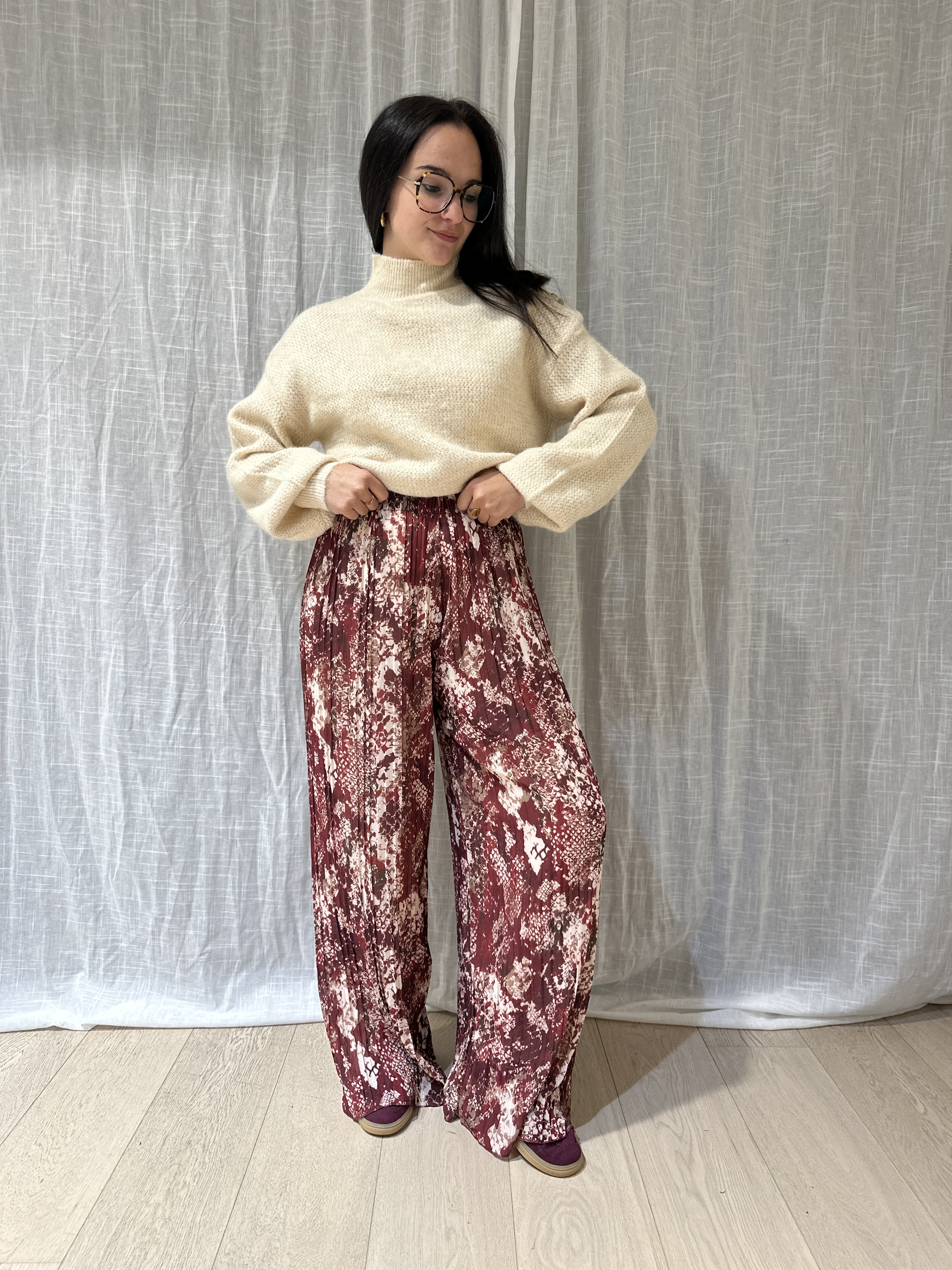 Pantalon LÉON Motifs Bordeaux