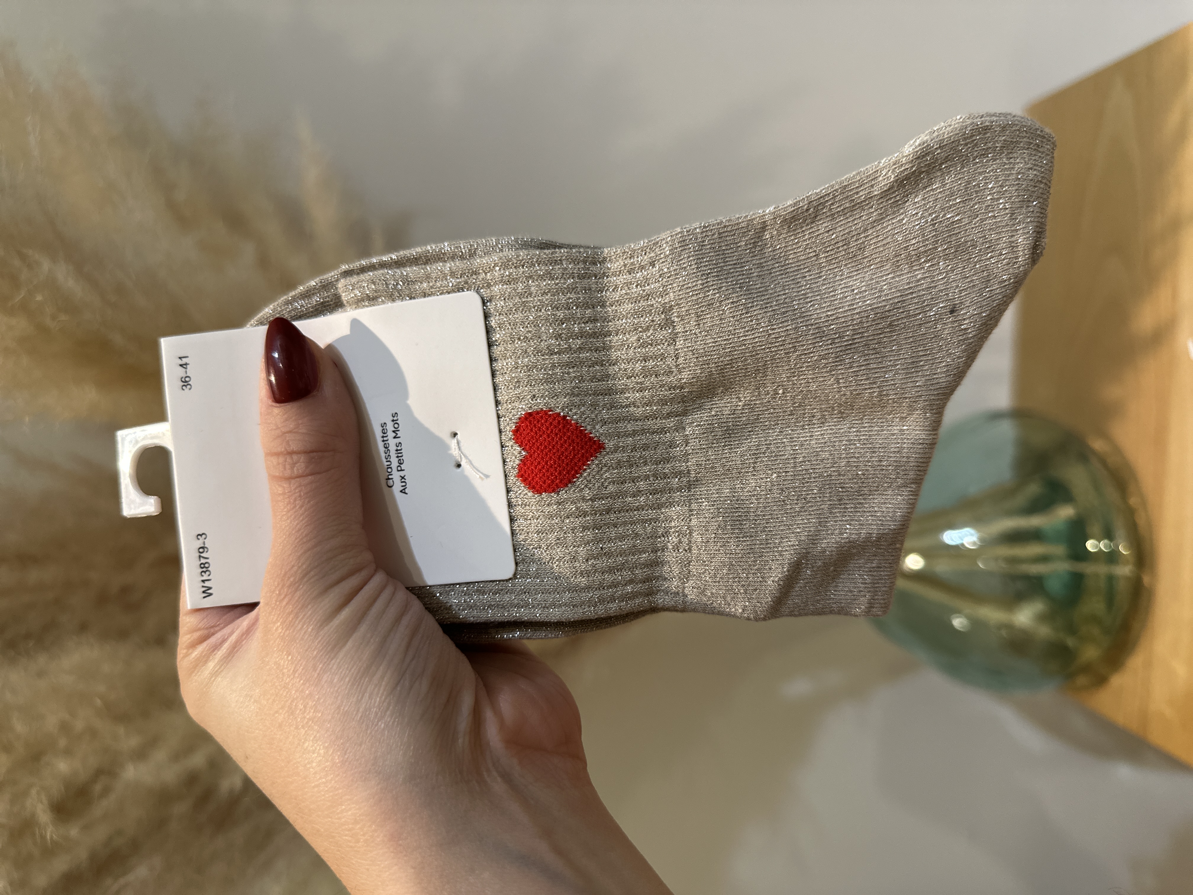 Chaussettes à paillettes COEUR ROUGE