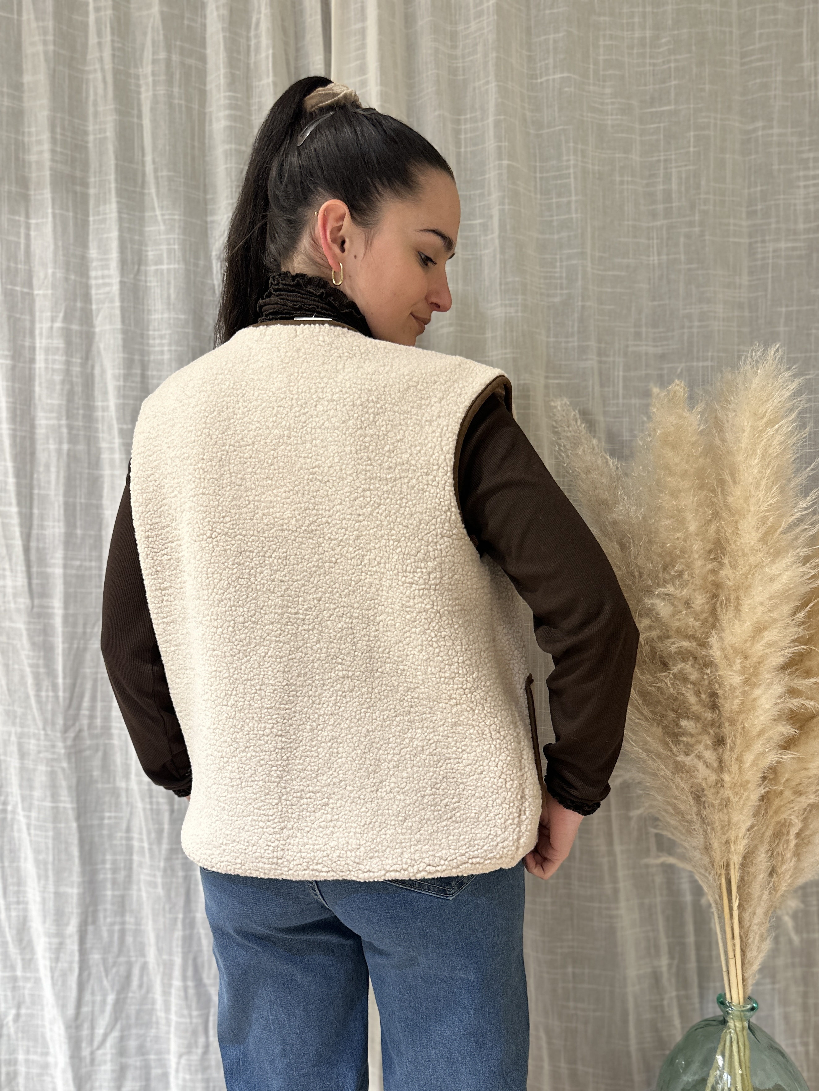 Veste LIZZIE Ecru/Marron