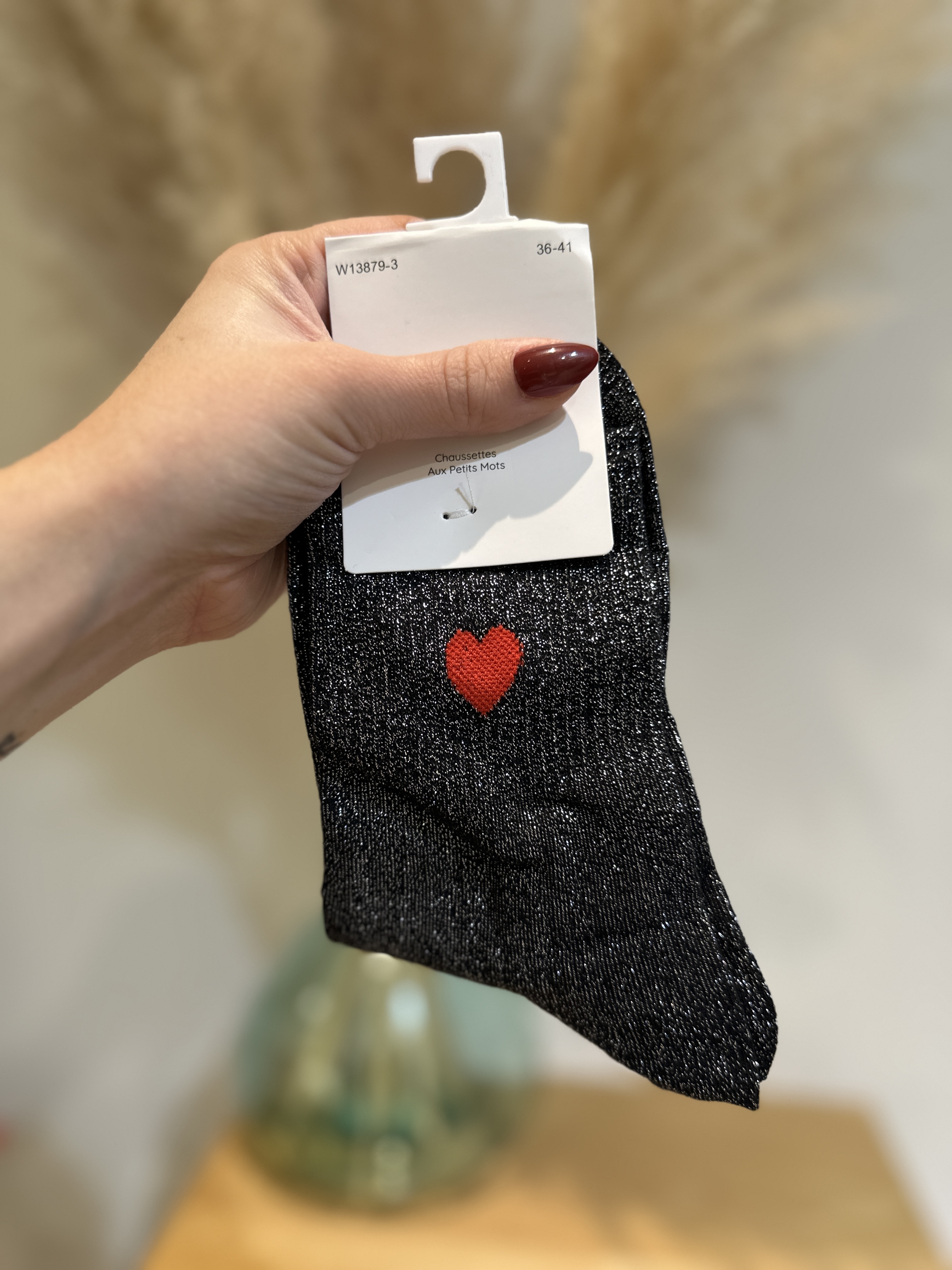 Chaussettes à paillettes COEUR ROUGE