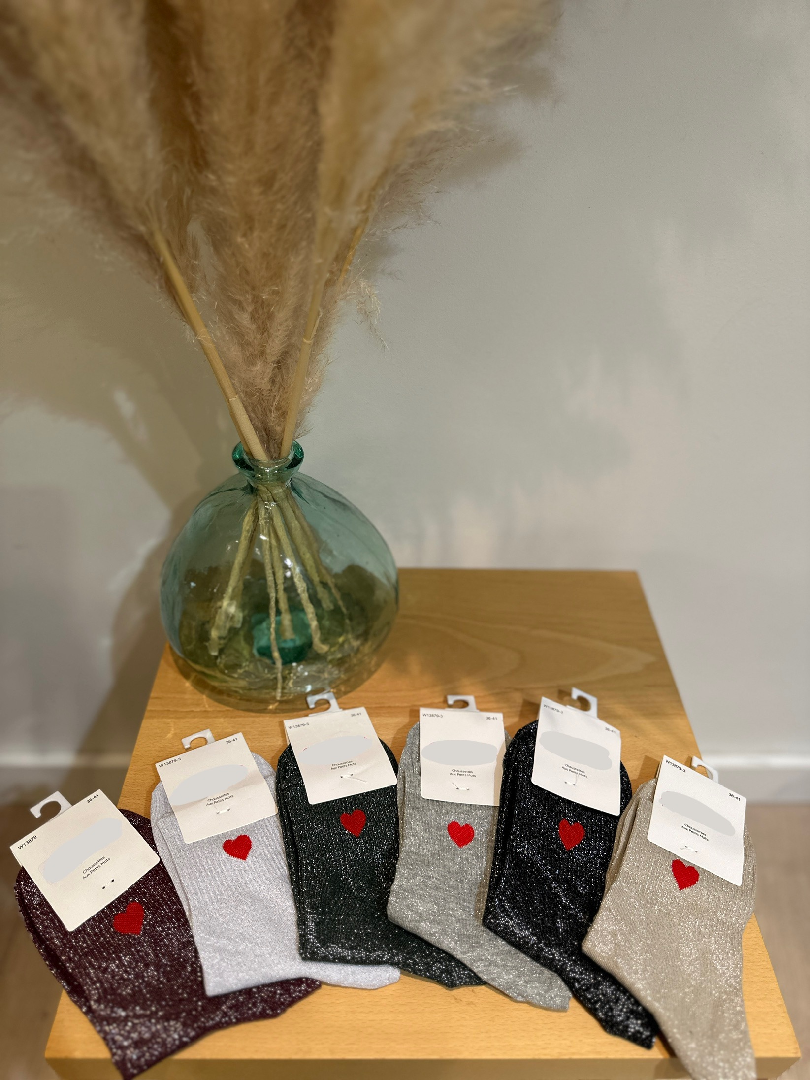 Chaussettes à paillettes COEUR ROUGE