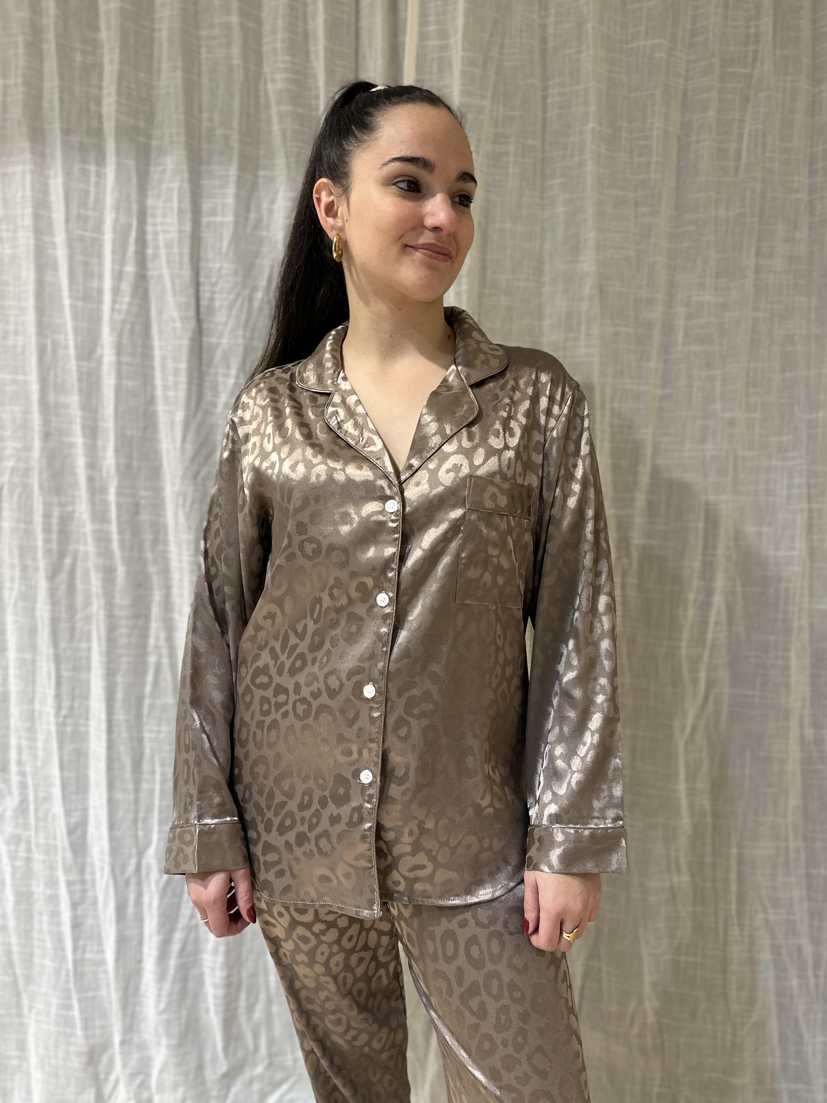 Pyjama LÉOPARD Satiné Marron