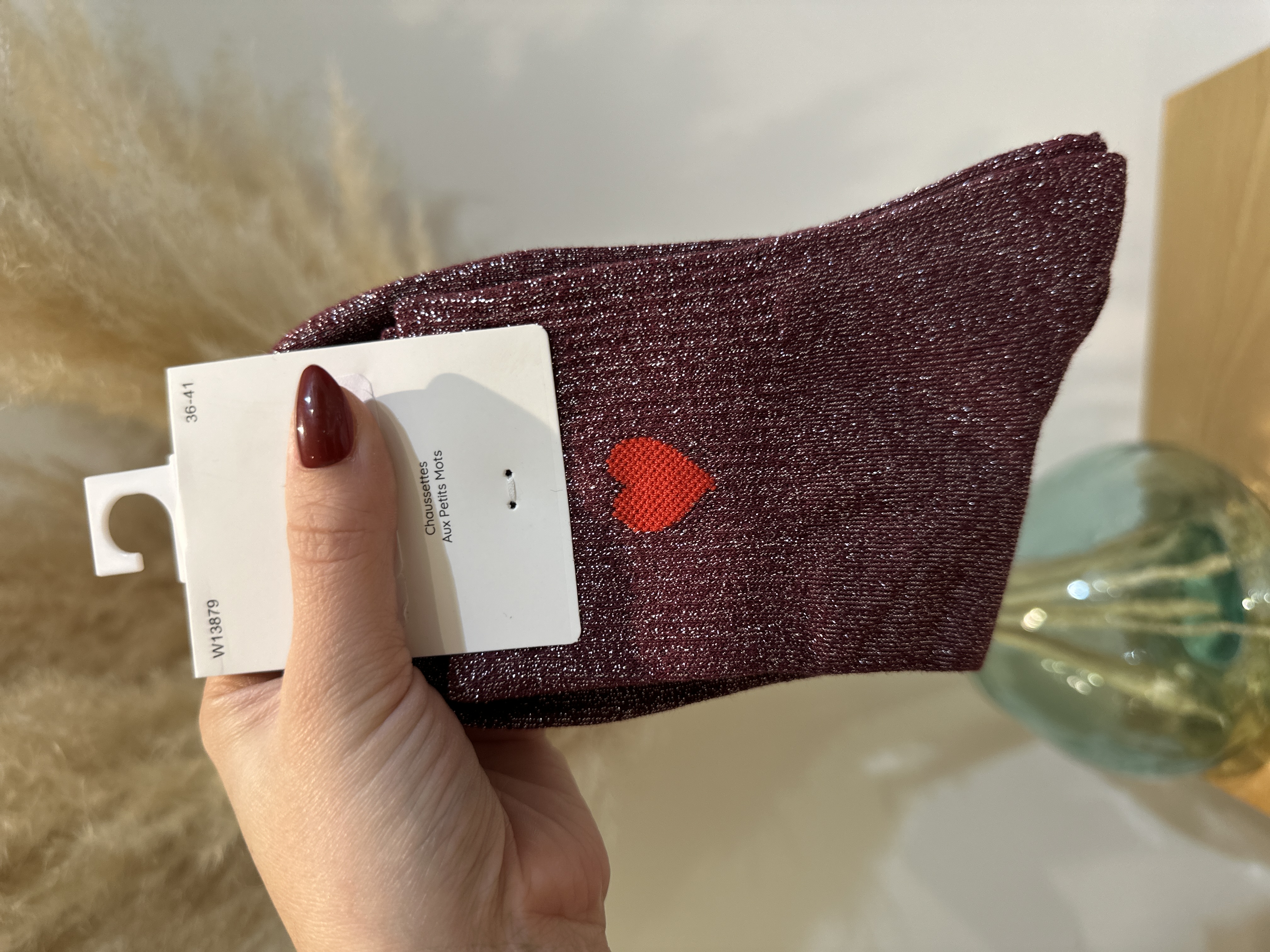 Chaussettes à paillettes COEUR ROUGE