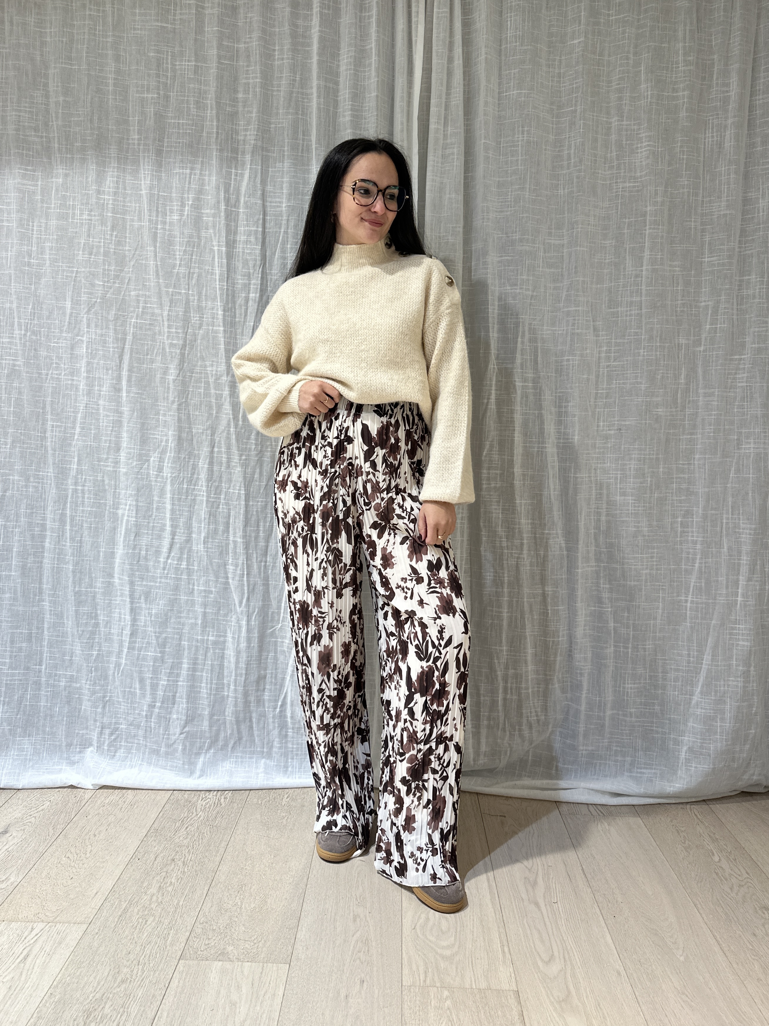 Pantalon LÉON Fleuri Choco