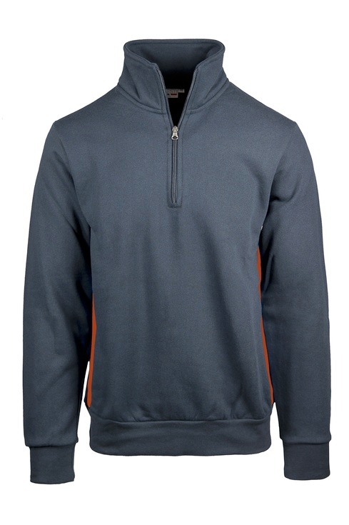 Felpa collo zip con fianchetti contrast