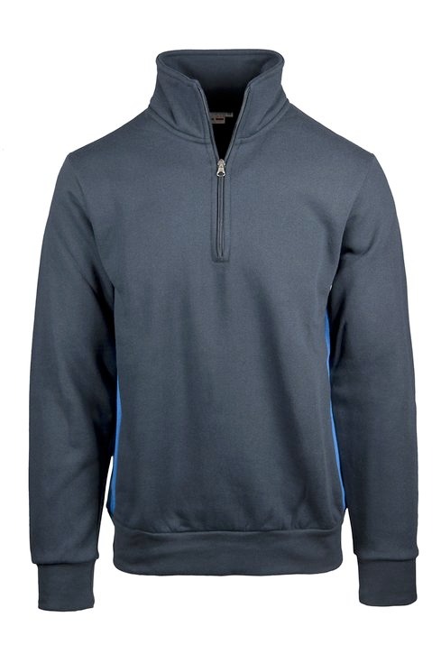 Felpa collo zip con fianchetti contrast