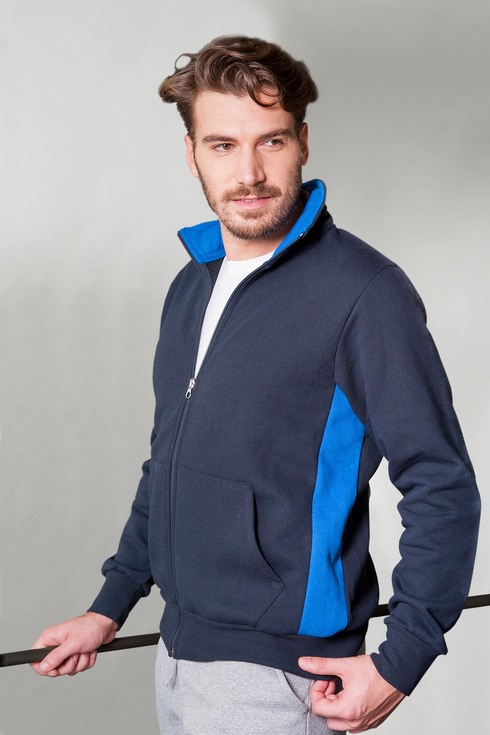 Felpa jacket zip lunga con fianchetti contrast