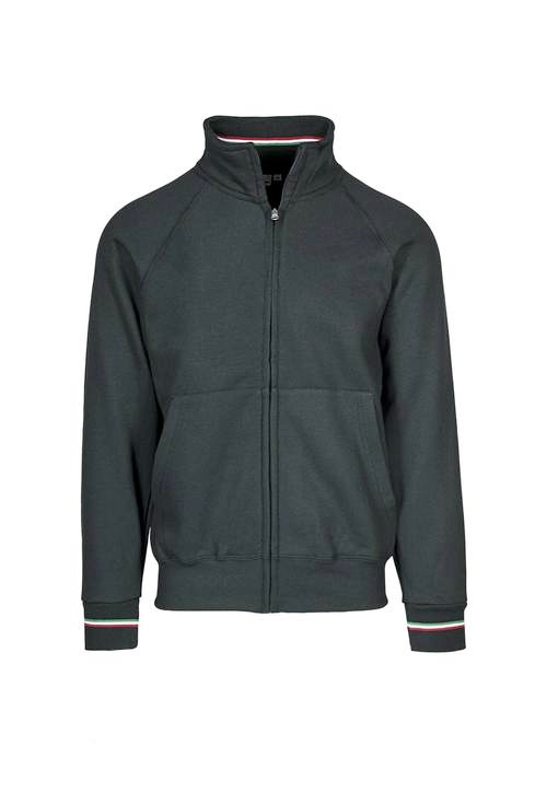 Felpa ecosostenibile Jacket tricolore zip lunga