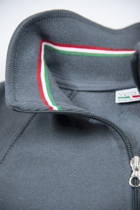 Felpa ecosostenibile collo zip tricolore