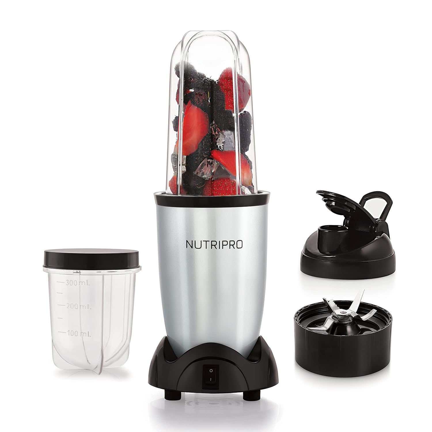 NutriPro Juicer Mixer Grinder - Smoothie Maker - 500 Watts (2 Jar, Silver) 