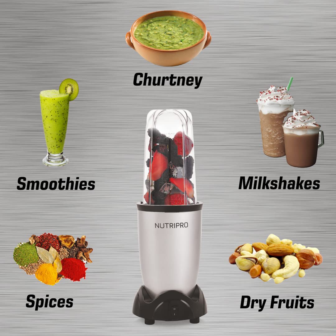 NutriPro Juicer Mixer Grinder - Smoothie Maker - 500 Watts (2 Jar, Silver) 