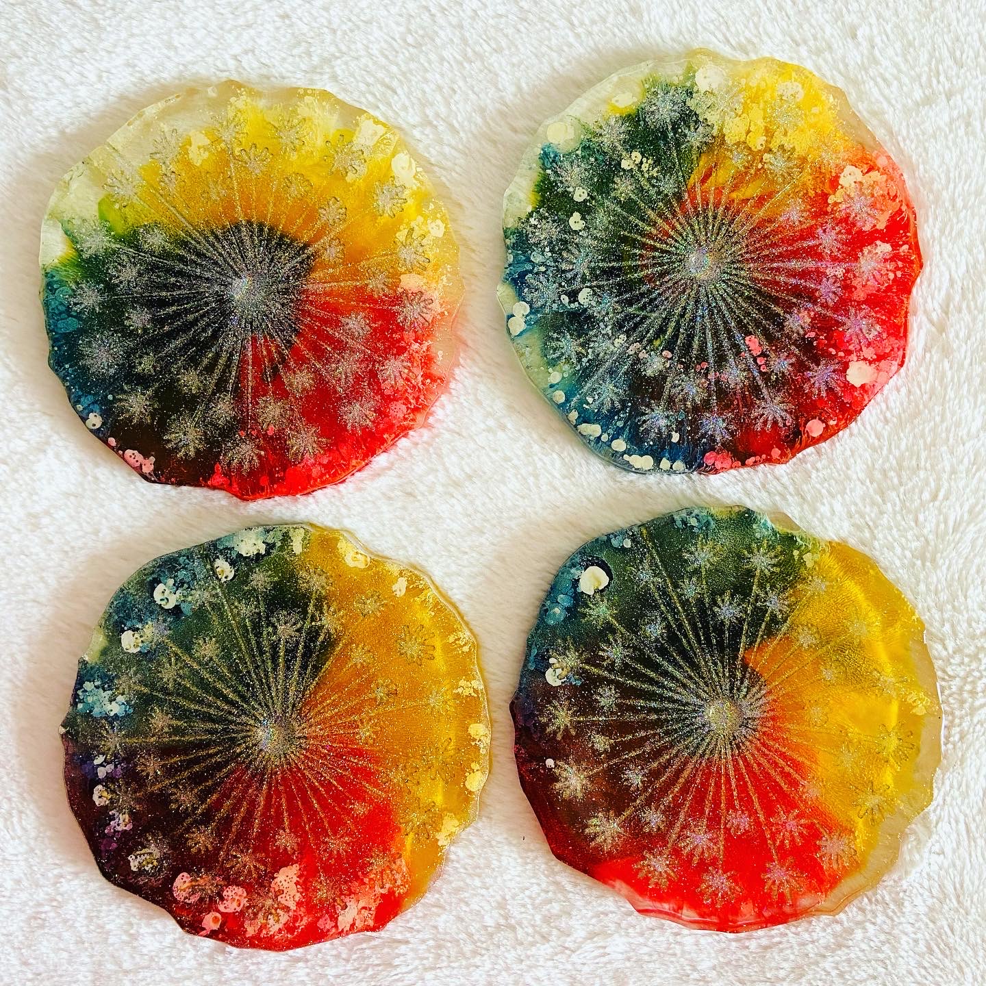 Rainbow Dandelion Coasters