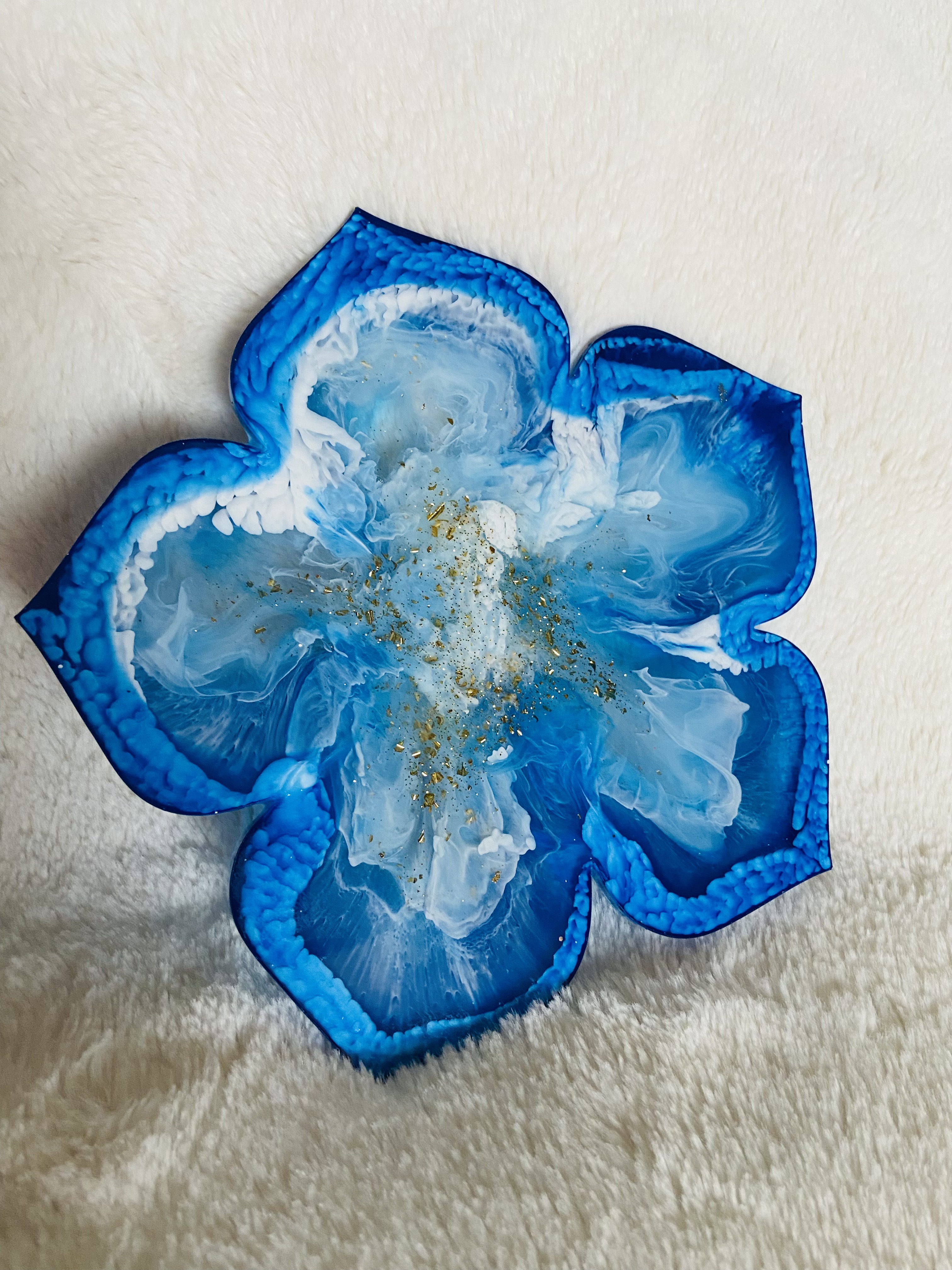 Handcrafted Blue Resin Flower Coaster