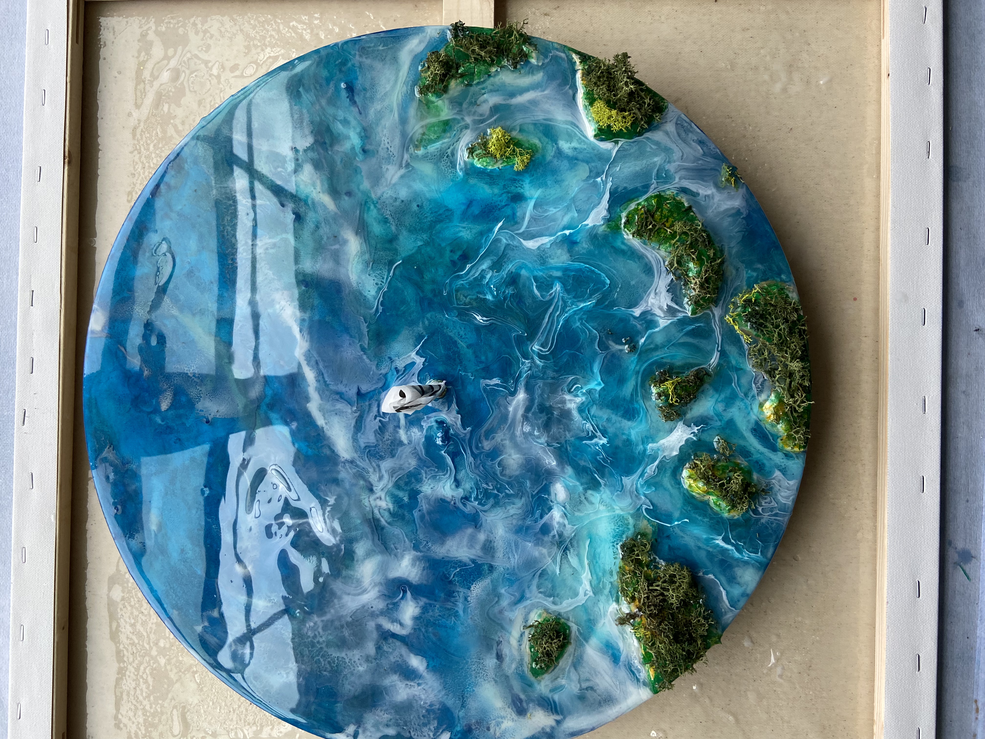 Resin and Moss Art Piece