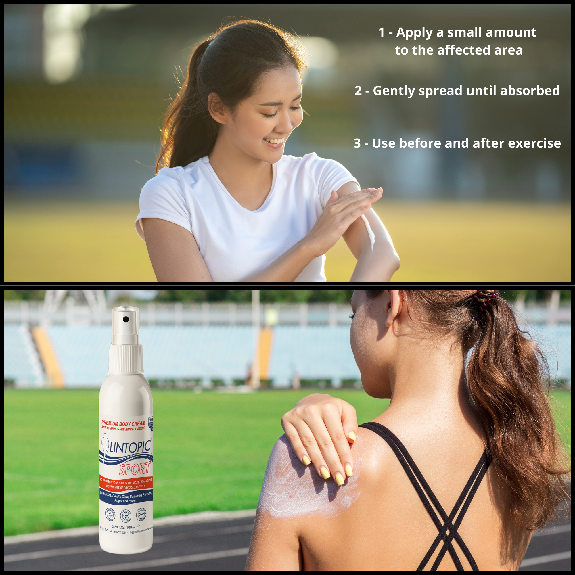 LINTOPIC Anti-Friction Cream – Prevents Chafing & Skin Irritation | Non-Staining, Fast-Absorbing Formula | Ideal for Athletes, Running, Cycling & Daily Protection (100ml) 
