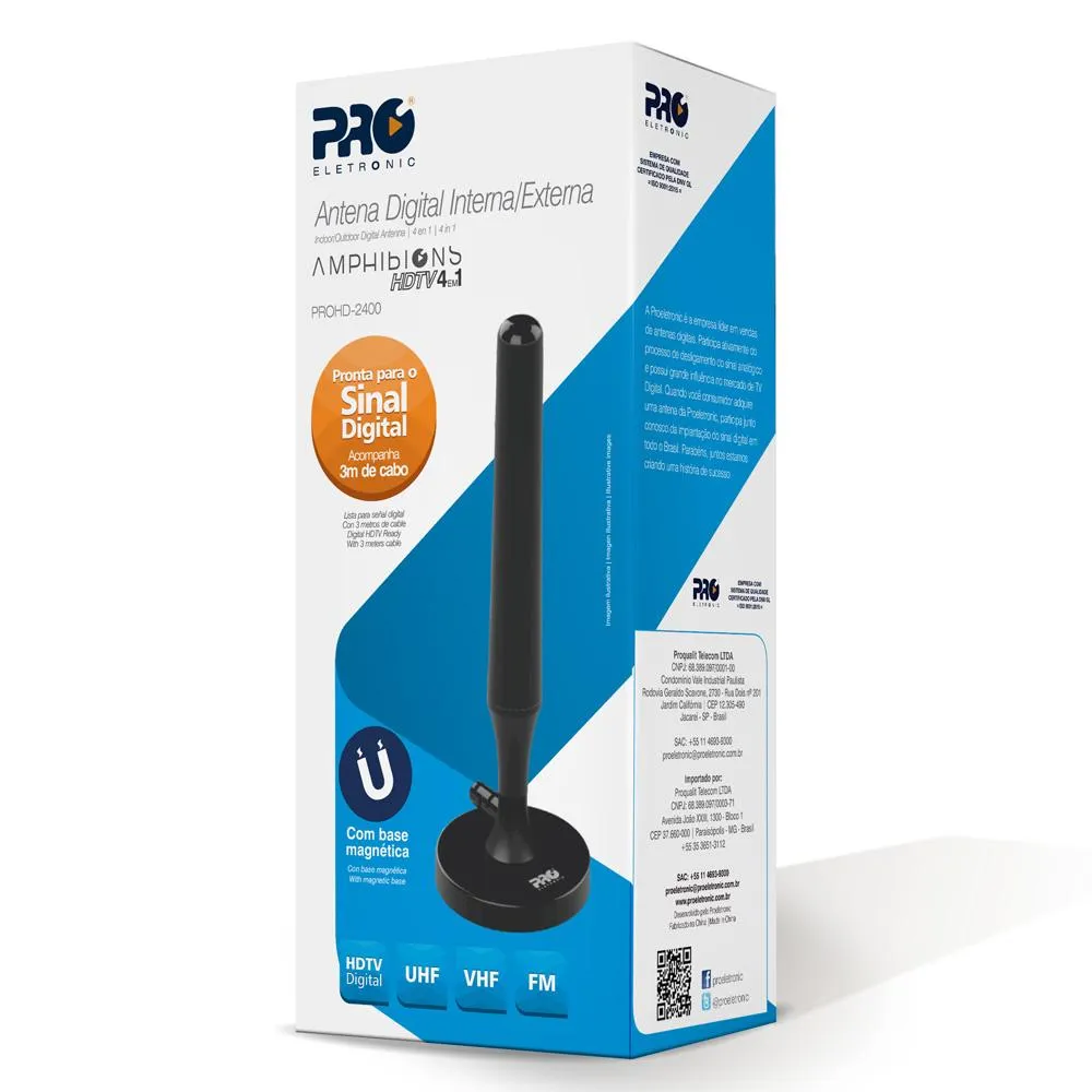Antena Digital Interna Uhf Hdtv Pro Eletronic Pro Hd 2400