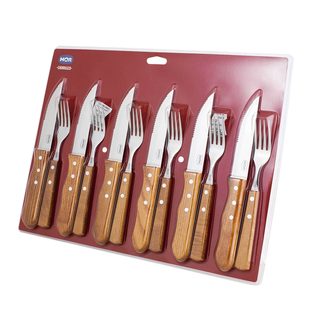 Conjunto Churrasco Garfo e Faca 12 Peças Mor