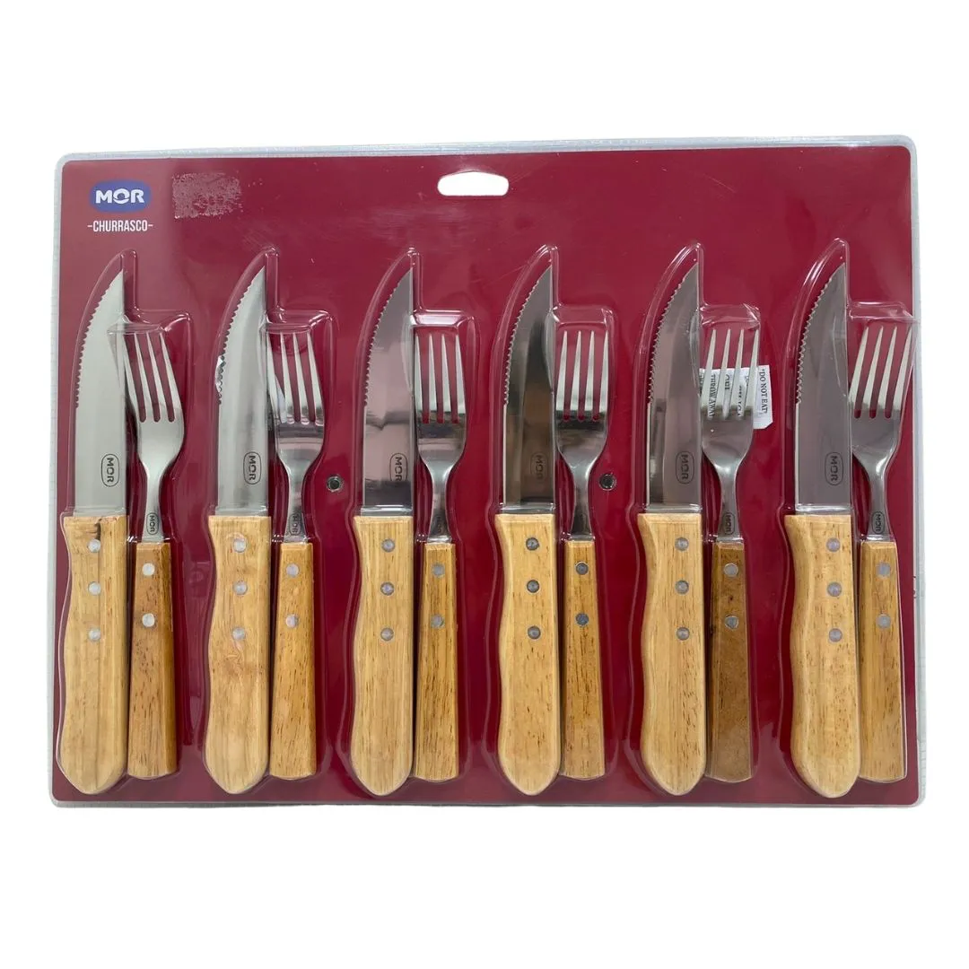 Conjunto Churrasco Garfo e Faca 12 Peças Mor