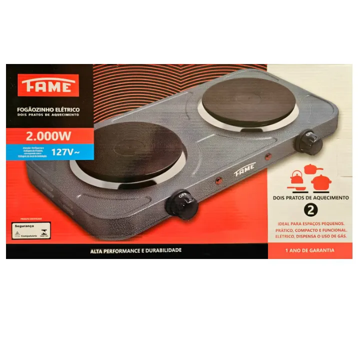 Fogão Elétrico com 2 Pratos de Aquecimento Fame