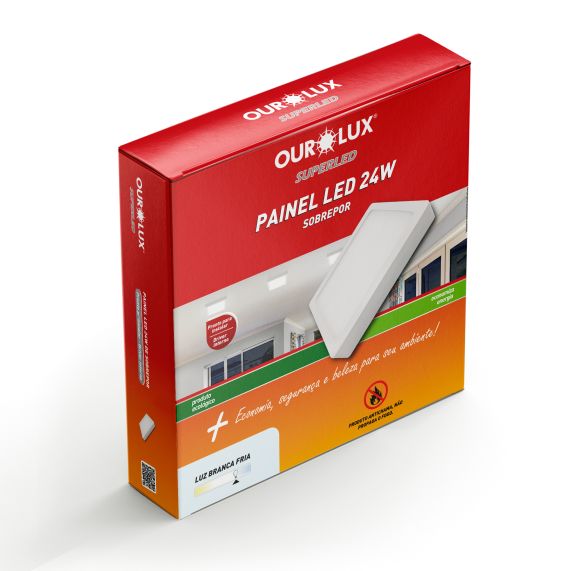 Painel de Led 24W Sobrepor Quadrado Ourolux