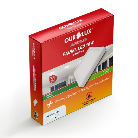 Painel de Led 18W Sobrepor Quadrado Ourolux