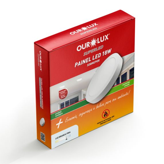 Painel de Led 18w Sobrepor Redondo Ourolux