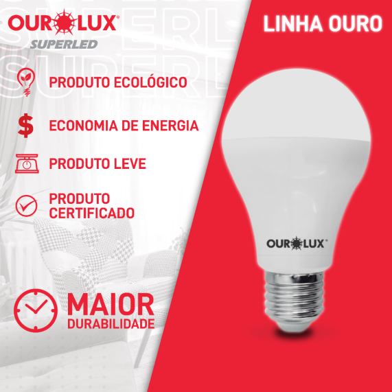 Lâmpada LED 9W 6500K OUROLUX 