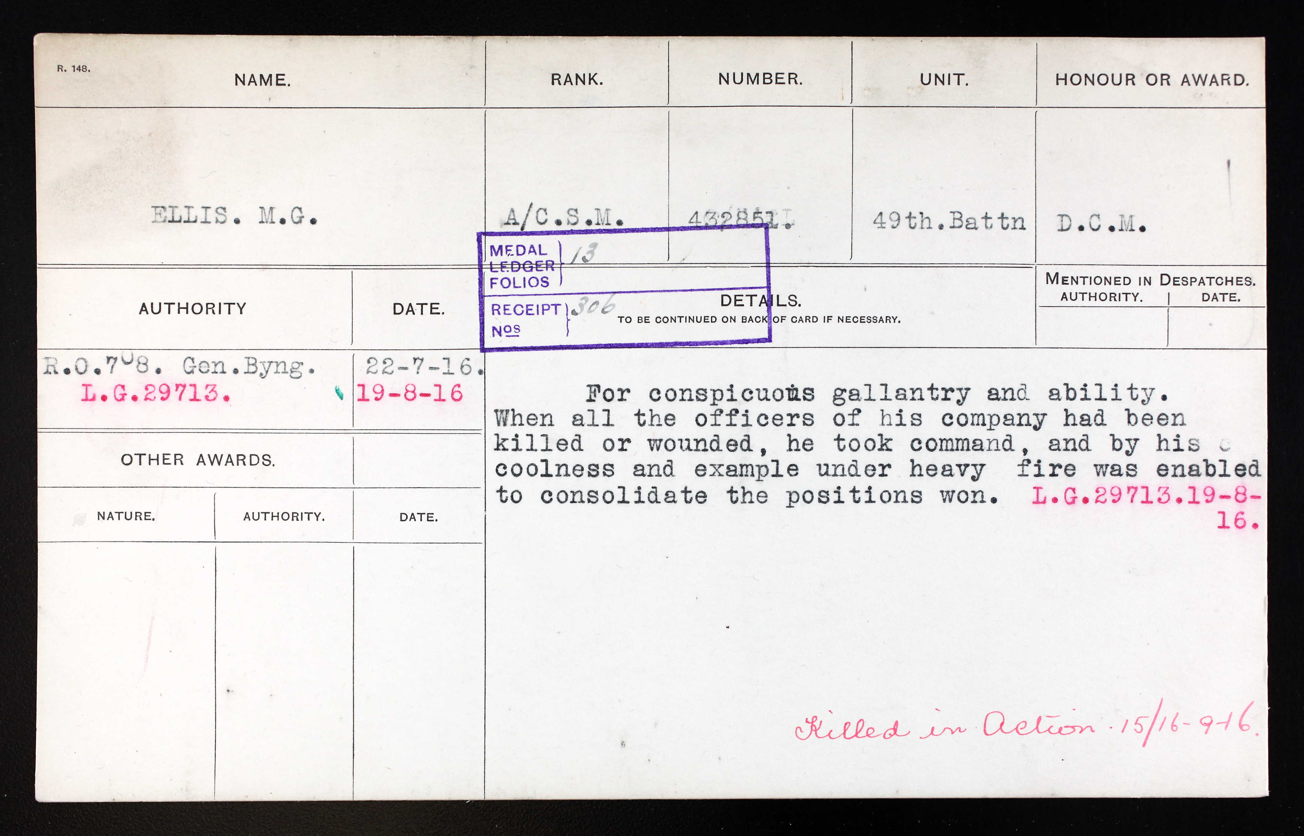 432851 CSM. Michael G. Ellis DCM