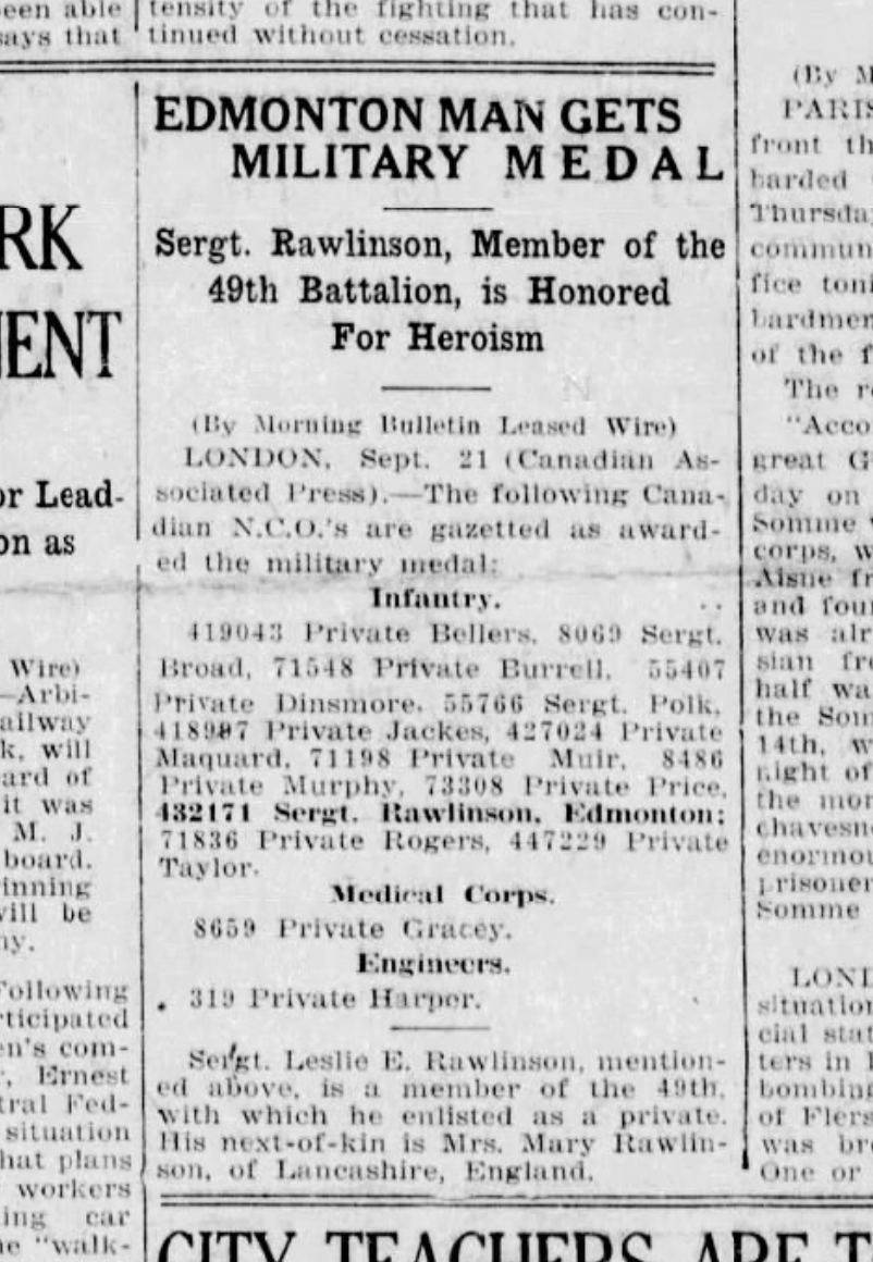 Captain Leslie E. Rawlinson MM