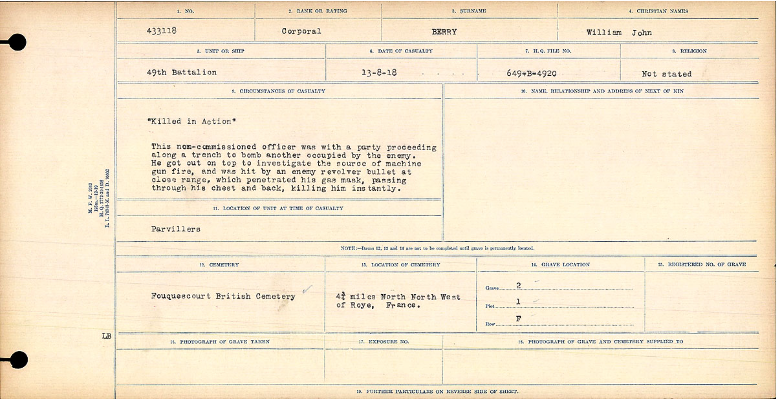 433118 Corporal William J. Berry