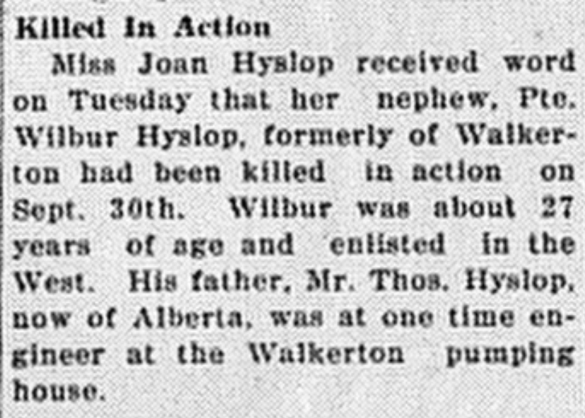 811475 Lance Corporal Wilber Hislop