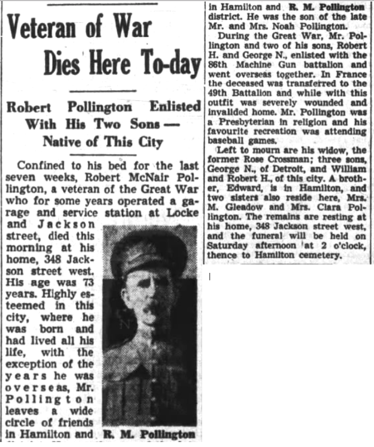 757161 Private Robert McN. Pollington