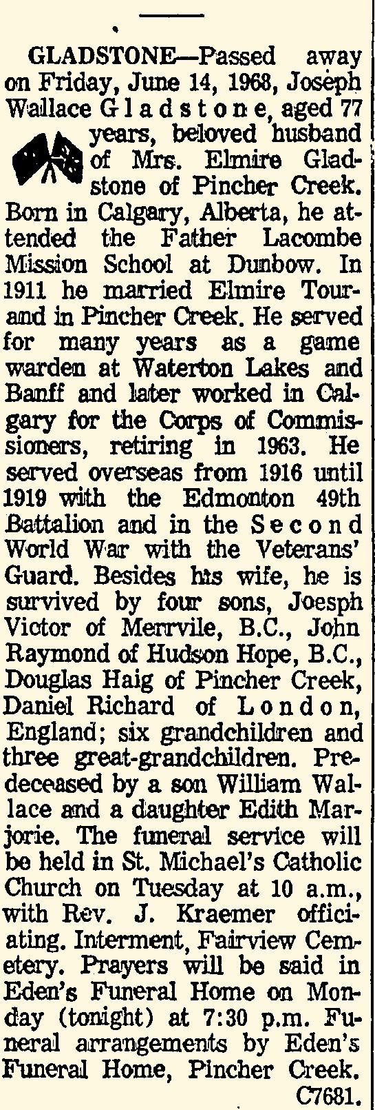 898304 Lance Sergeant Joseph W. Gladstone MM BEM