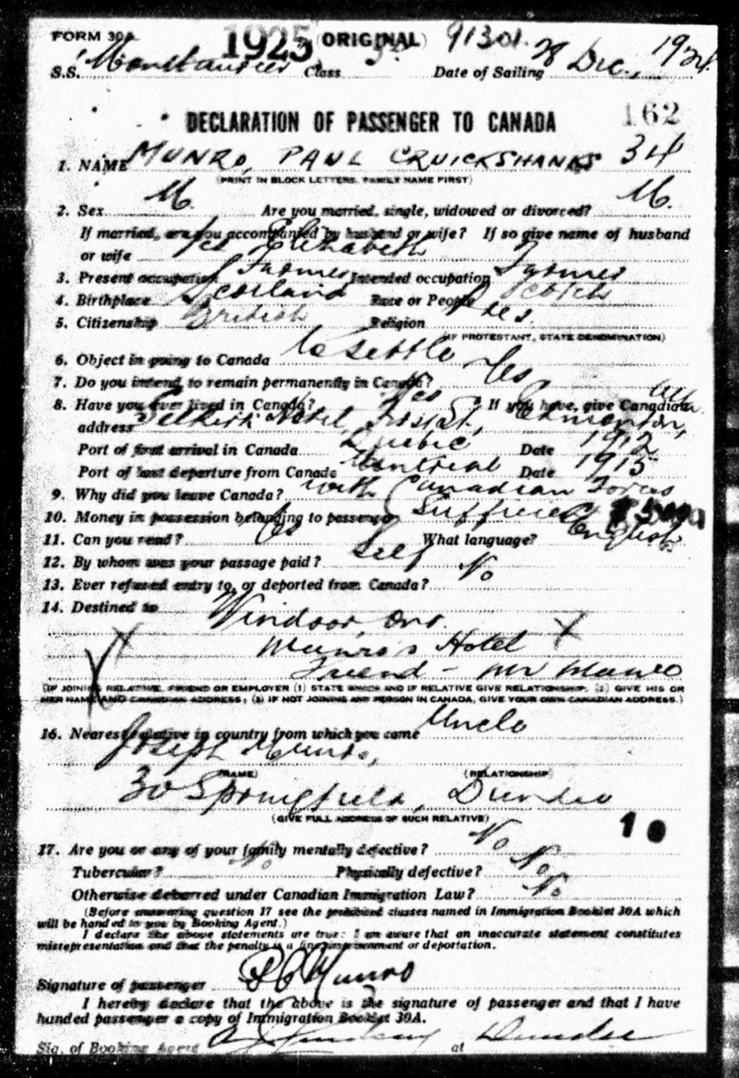 108395 Corporal Paul C. Munro
