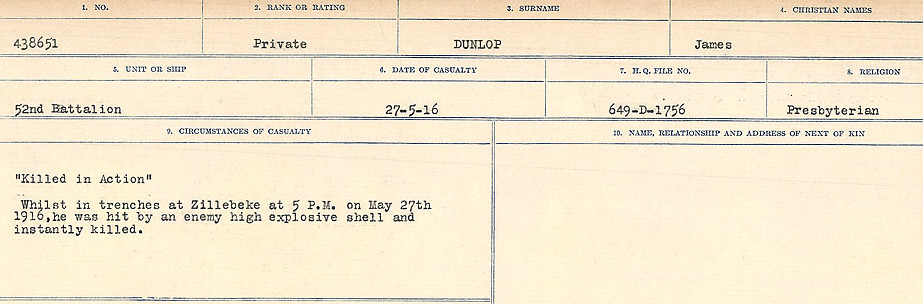  438651 Pte. James Dunlop