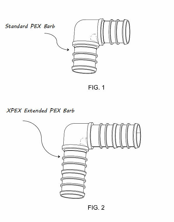 3/4-inch XPEX Extended Barb 90-degree Elbow, Brass / 3-Pack