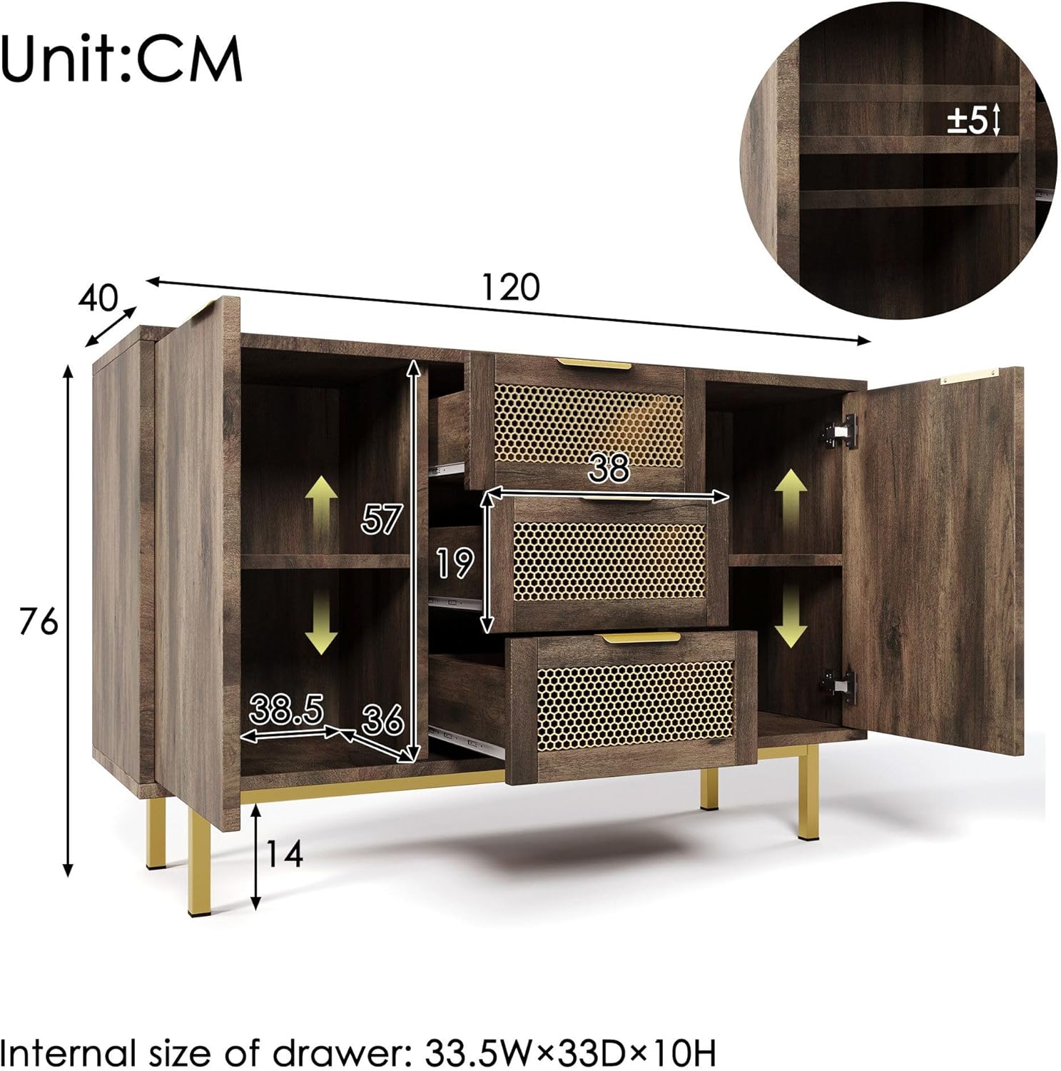 Kommode Sideboard Schrank mit Rattan Schubladen || Chest of drawers sideboard cabinet with rattan drawers
