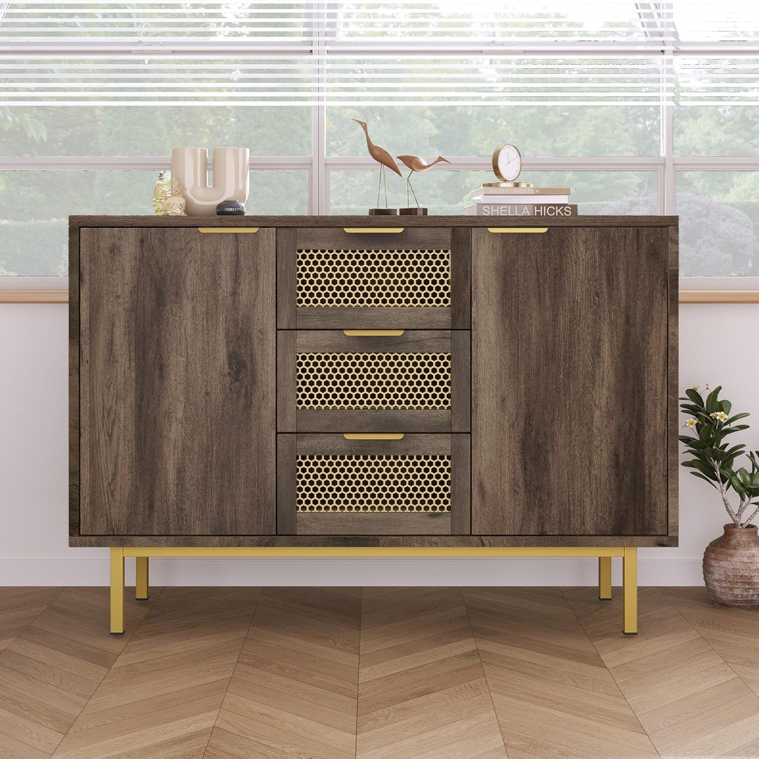 Kommode Sideboard Schrank mit Rattan Schubladen || Chest of drawers sideboard cabinet with rattan drawers