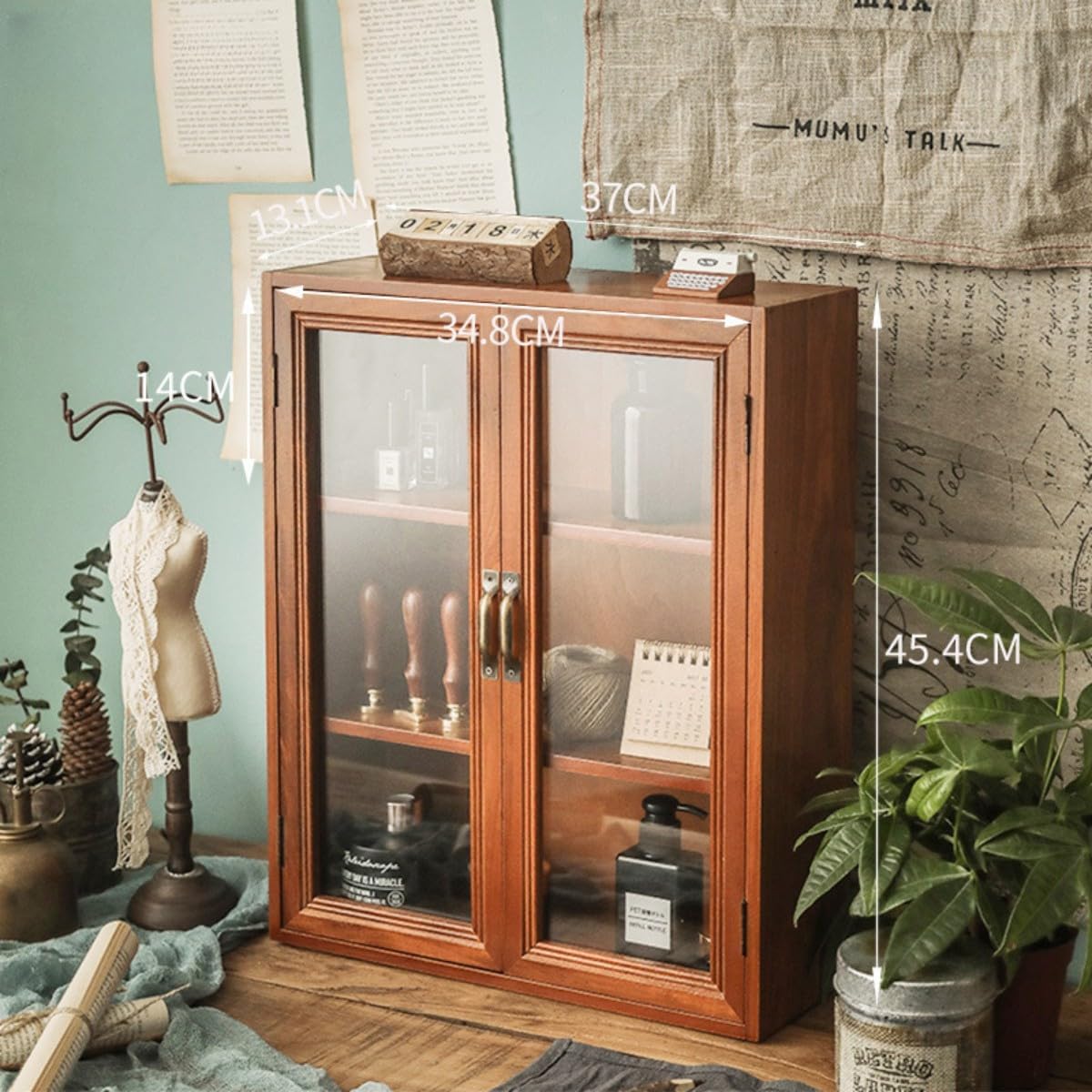 Beistellschrank Lagerschrank, hölzerner Vintage-Vitrinenschrank ||  Side Cabinet Storage Cabinet Wooden Vintage Display Cabinet