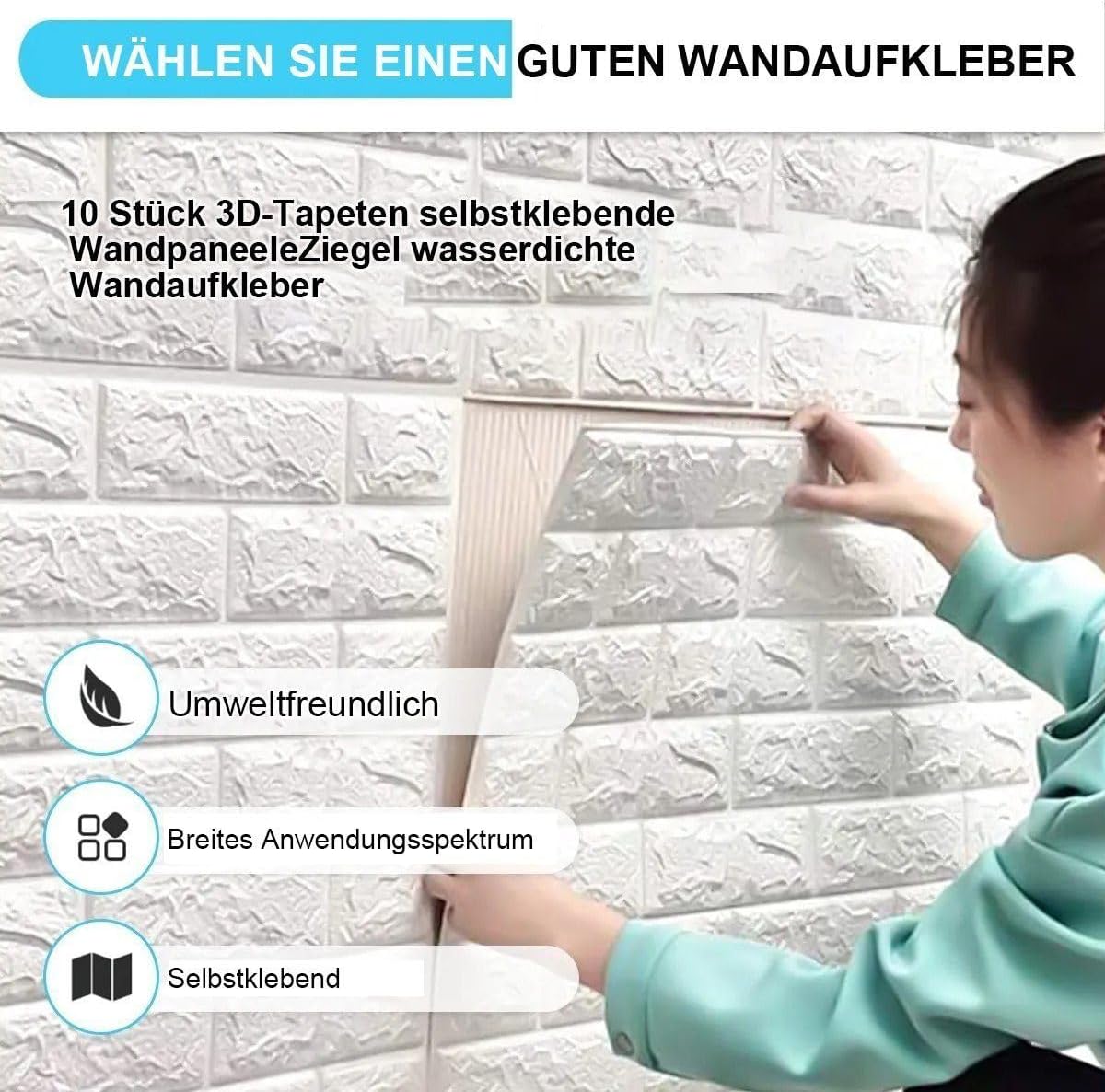 3D Wandsticker,35×38 cm,Selbstklebend 10 Stück || 3D Wall Sticker, 35 x 38 cm, Self-Adhesive 10pcs