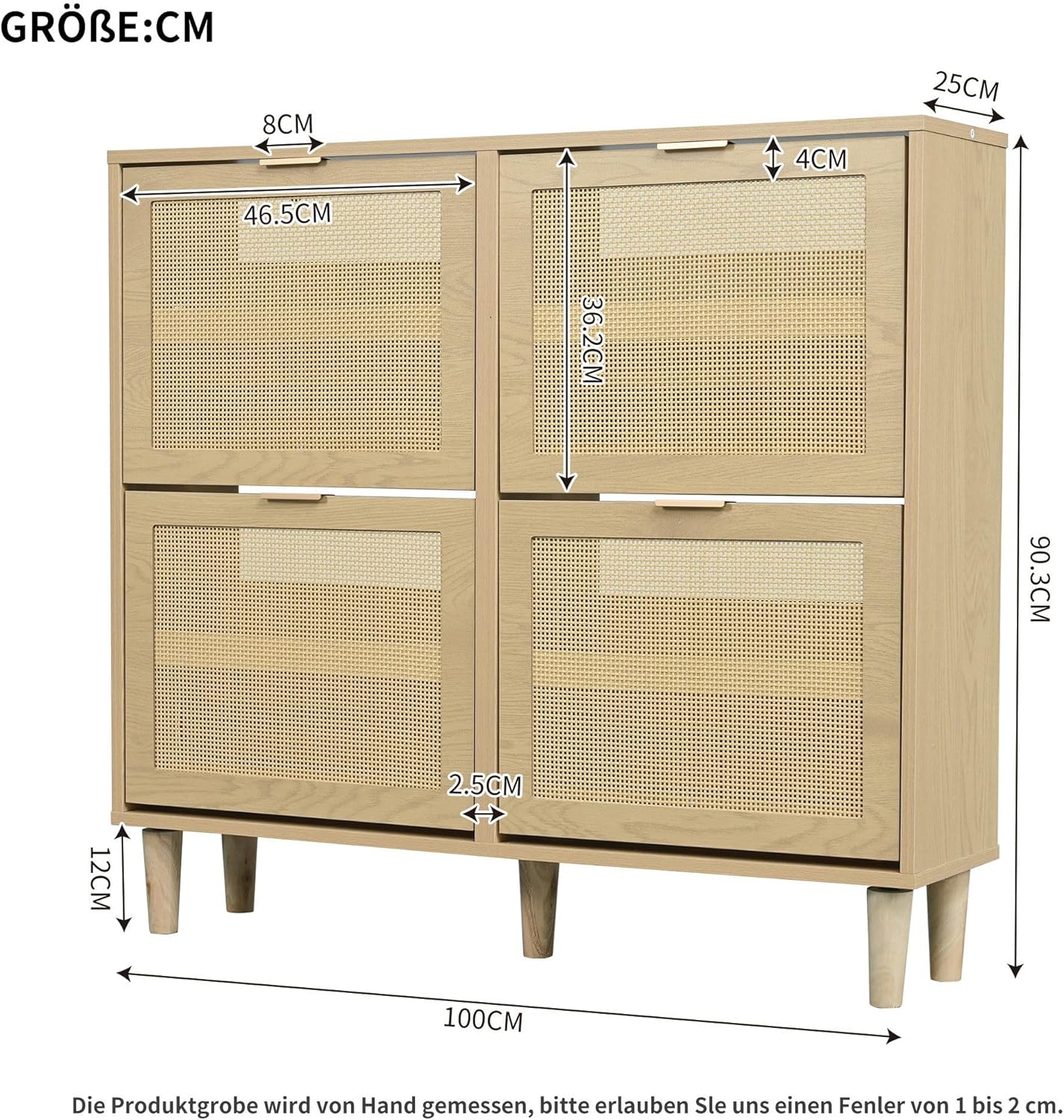 Schuhschrank mit 4 Klappschubladen ||  Shoe Cabinet with 4 Folding Drawers