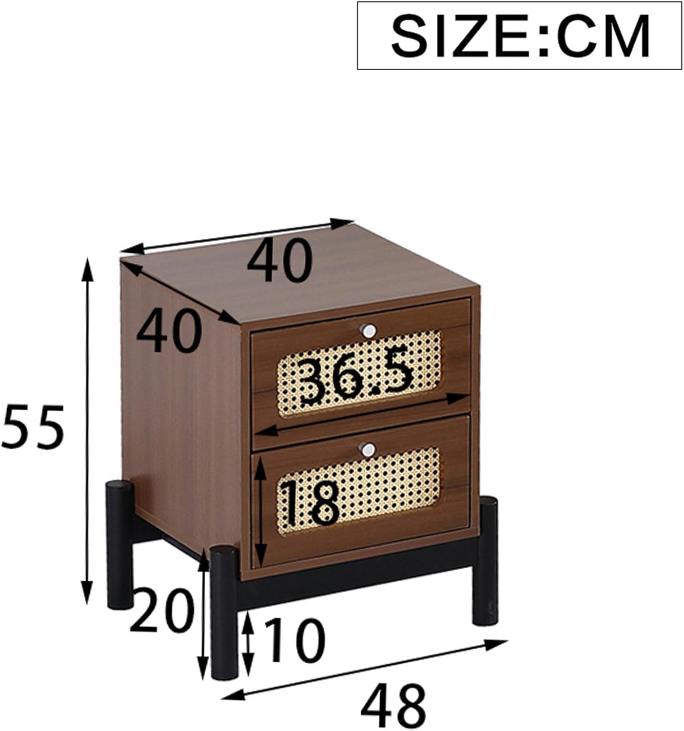 Klassischer Nachttisch mit 2 Schubladen || Classic bedside cabinet with 2 drawers 