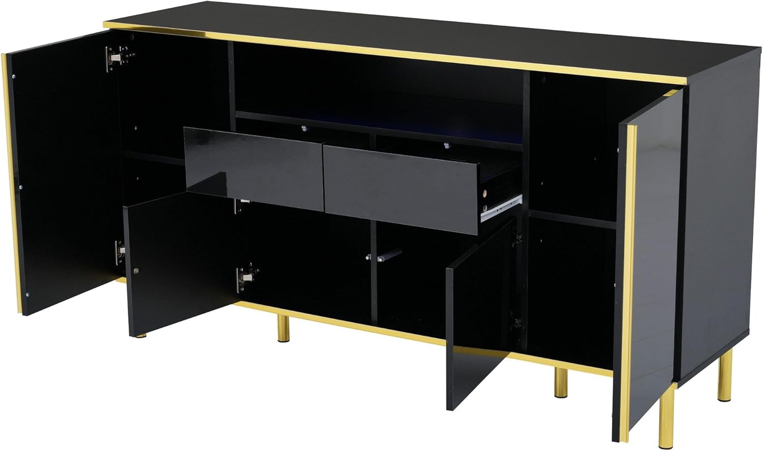 Elegante hochglänzende Schubladen Kommode mit LED-Beleuchtung || Elegant high-gloss chest of drawers with LED lighting