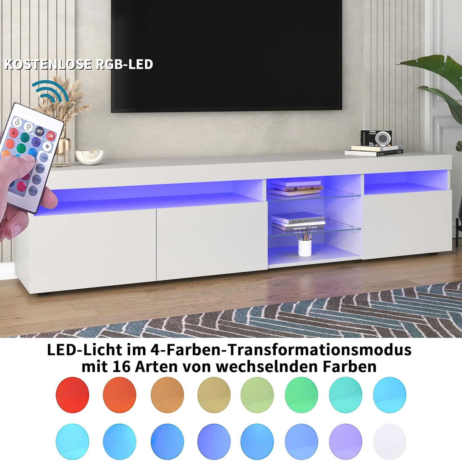 TV-Schrank Fernsehschrank mit LED-Beleuchtung ||  TV Cabinet TV Cabinet with LED Lighting