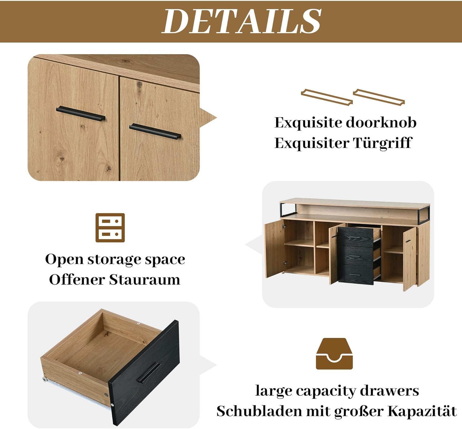 Sideboard mit 3 Türen,3 Schubladen Kommode  ||  Generic Sideboard with 3 Doors,3 Drawers Dresser 