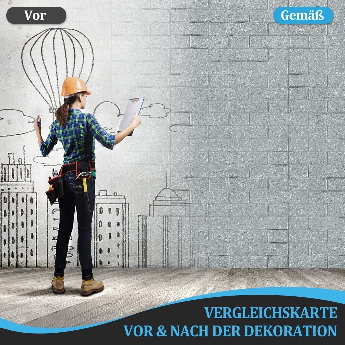 3D-Tapete,12 stück selbstklebende Wandpaneele  || 3D Wallpaper, Pack of 12 Self-Adhesive Wall Panels