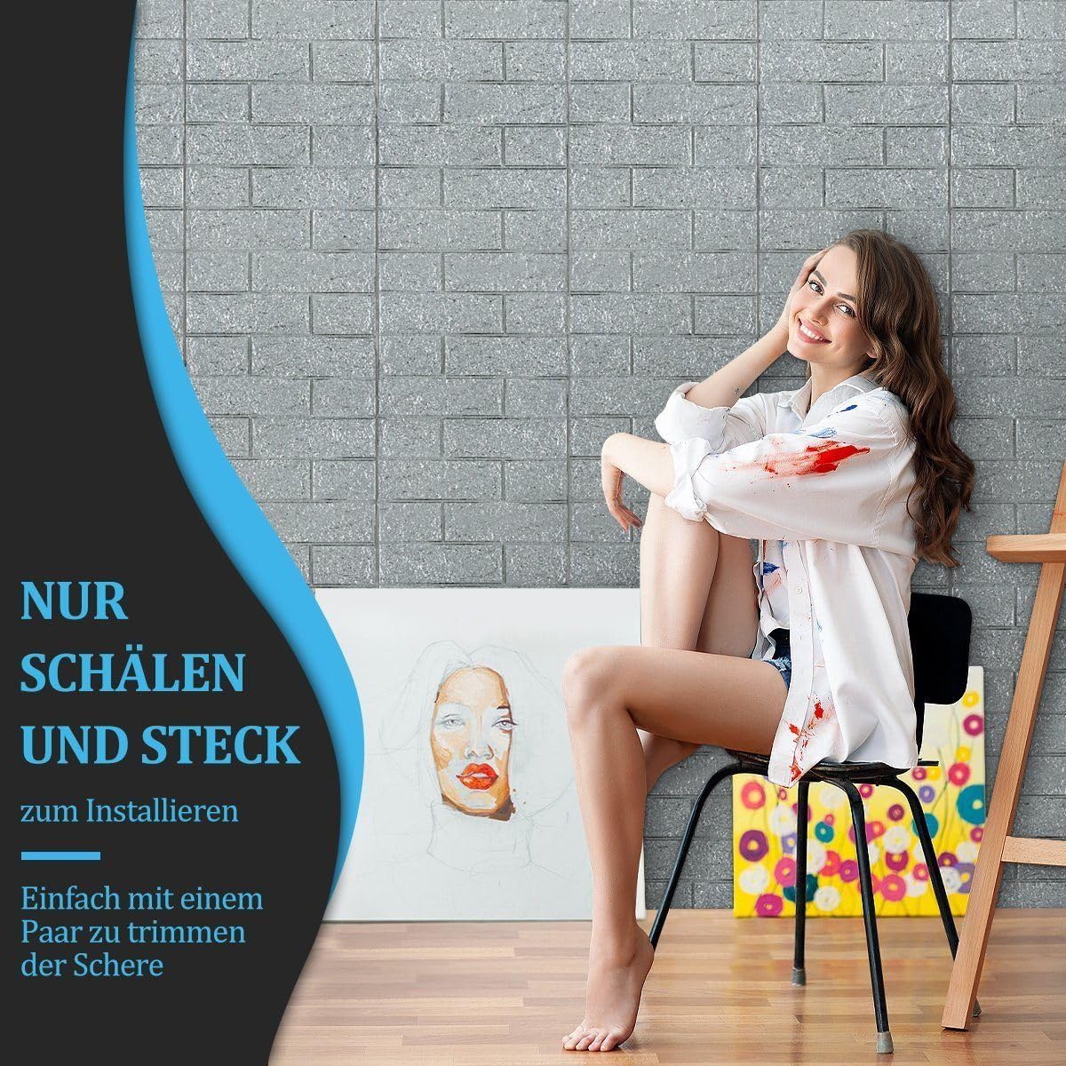 3D-Tapete,12 stück selbstklebende Wandpaneele  || 3D Wallpaper, Pack of 12 Self-Adhesive Wall Panels